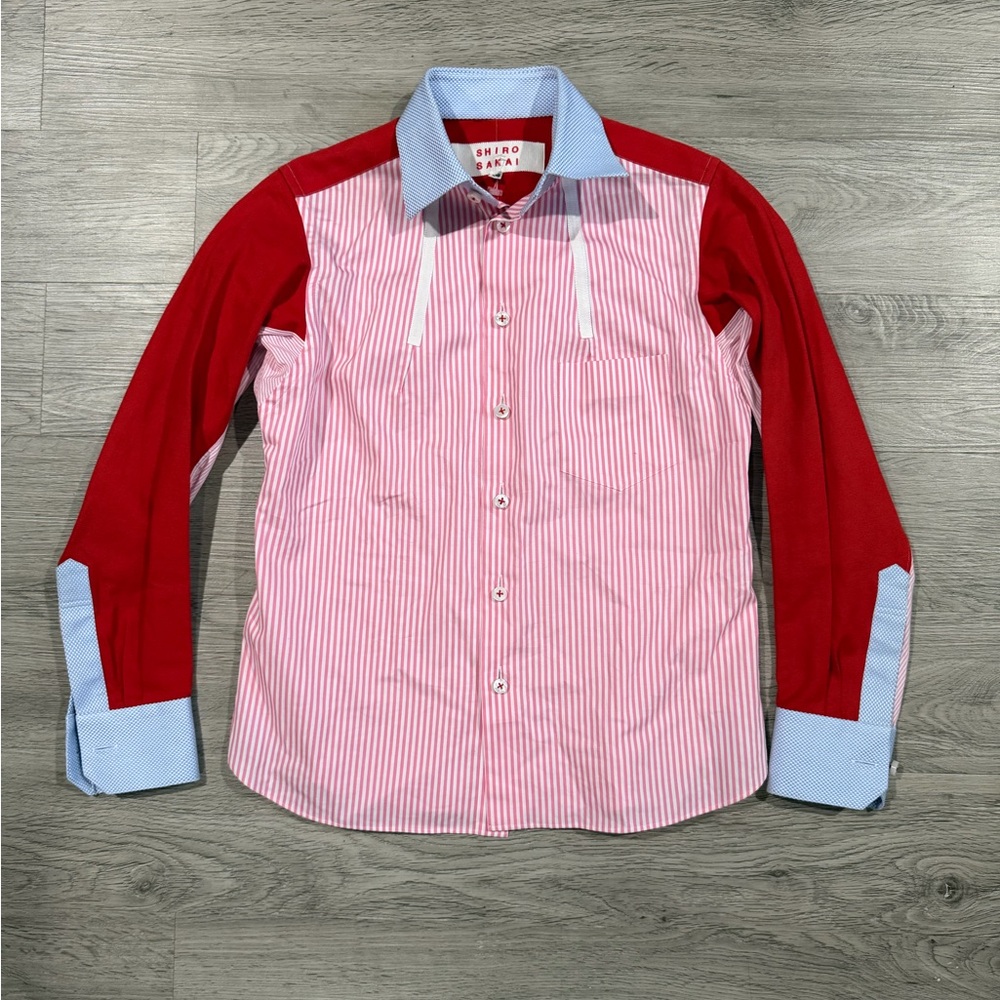 SHIRO SAKAI‎ Women’s White Red Navy Stripe-print Long-sleeve